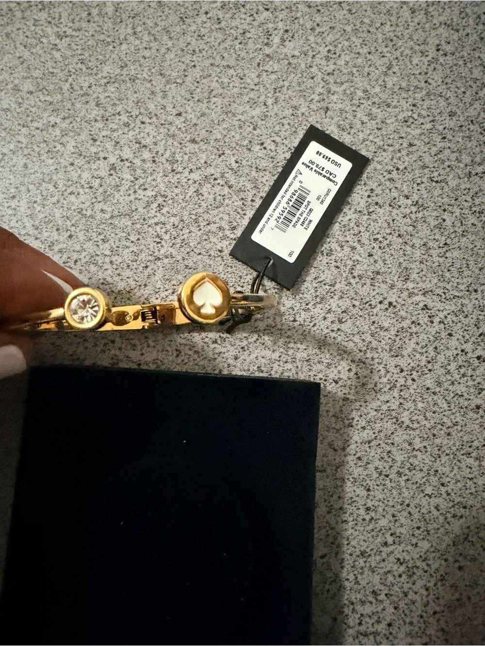 kate spade Gold Toned Open Bangle with Crystal and Enamel Accents